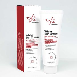 DERMAGEN White Sun Cream SPF SPF50+ PA++++ – Moist & Soft Hybrid Sunscreen, Natural Tone-Up, Fresh Floral Scent, Glutathione & Centella, pH 5.5–6.5 _ Made in KOREA